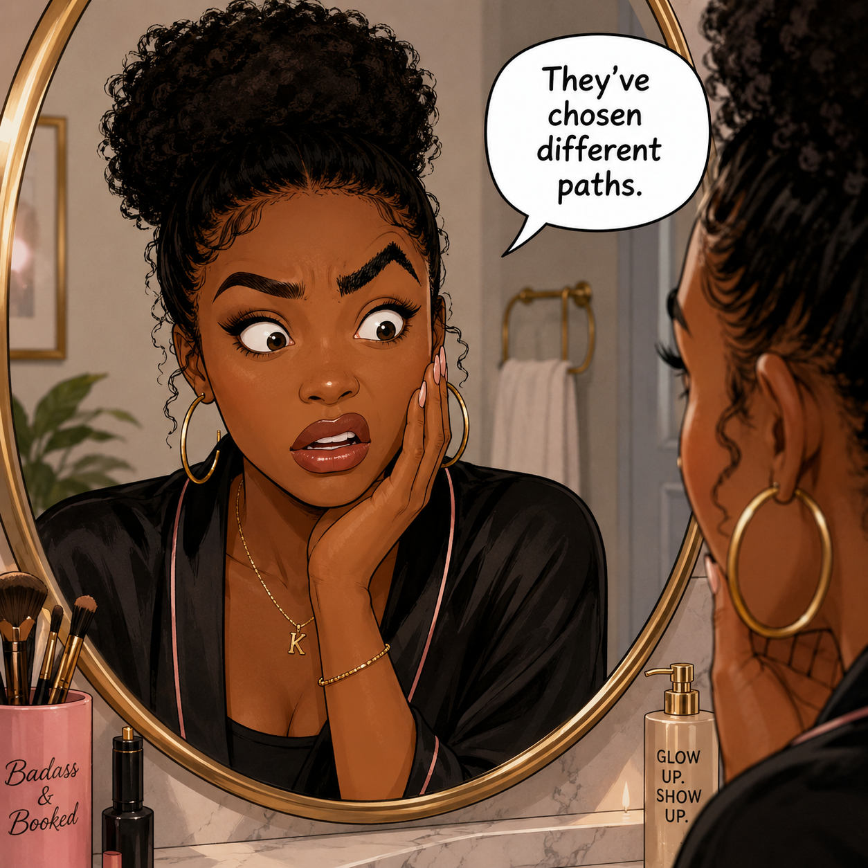A one-panel comic about two eyebrows refusing to match.